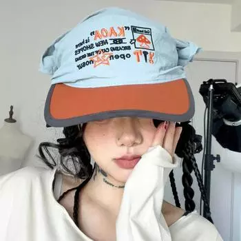 Ins Niche Вышивка Контрастный цвет Головной платок Головные уборы Женские Летние Уличные Солнцезащитные Досуг Универсальные Хип-Поп Солнцезащитные Шляпы 56-58cm бежевый