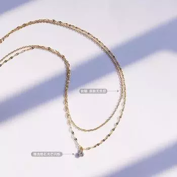 ins нишевая мода инкрустированная цирконием двухслойная цепочка на ключицу из титановой стали с покрытием из 18-каратного золота ожерелье женская мода