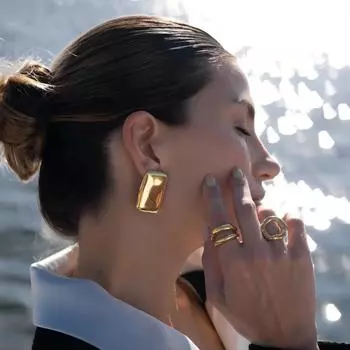 ins нишевые модные серьги 18-каратное золото нержавеющая сталь геометрические глянцевые серьги серьги мода