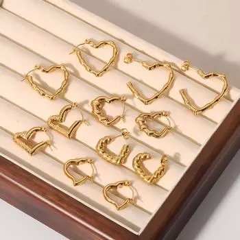 INS нишевые серьги 18-каратное золото нержавеющая сталь бамбуковые серьги-гвоздики любовь серьги с узором хлеба высококачественные серьги