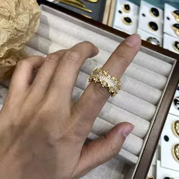 ins нишевый светлый роскошный циркон кольцо женское полое супер фея лепесток указательный палец кольцо женское хипстер темперамент пара кольцо женщины