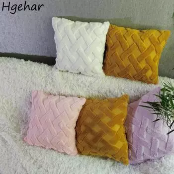 Ins Nordic Square Cushion Covers Гостиная Диван Подушки Чехол Съемные Плюшевые Наволочки Домашнее Украшение Подушка Чехол 30*50cm светло-розовый