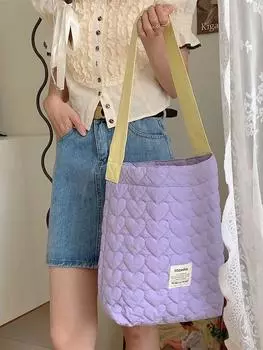 ins новая контрастная цветная сумка через плечо для студенток, женская, практичная, большой емкости, сумка для мам, стеганая сумка через плечо для женщин