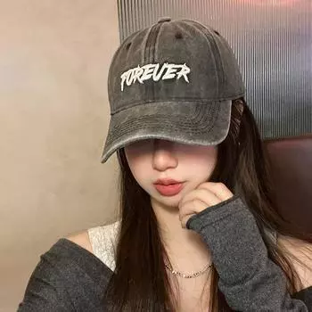 ins новая модная фирменная бейсболка с вышитыми буквами и мягким верхом для мужчин и женщин, универсальная, старая, стираная хлопковая кепка с изображением маленького лица Adjustable