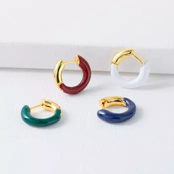 ins новые контрастные эмалевые серьги-капли из глазури, высококачественные круглые серьги-пряжки от Zhou Yutong белый