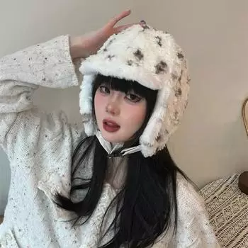 Ins Новые плюшевые шапки-бомберы для женщин, осень и зима, для езды на велосипеде и катания на лыжах, холодные, ветрозащитные, теплые, защитные кепки для ушей, для мужчин 56-58cm бежевый