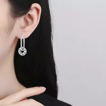 Ins Новые серьги-пончики с цветными бриллиантами, простые и универсальные, подчеркивающие индивидуальность и темперамент