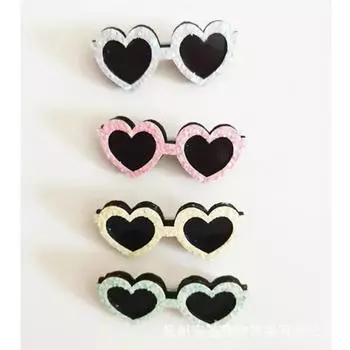 Ins Новые украшения для животных Очки для собак Yorkshire Pet Love Diamond Очки Заколка для волос Уход за собаками Солнцезащитные очки для собак Аксессуары для кошек зелёный