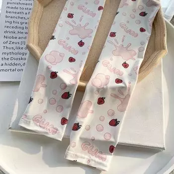 INS Original Art Cartoon Cute Wild Sun Protection Female Oversleeves Arm Guard Viscose Fiber Oversleeve UV Protection Ice Gloves Ice Sleeve Strawberry Sauce All yards