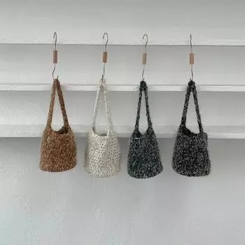 ins осень и зима новый нишевый дизайн тканая Blingbling маленькая ароматная плюшевая сумочка с золотой нитью Length 20 Height 20 белый