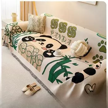 Ins Panda Диван Полотенце Чехол Ткань Открытый Гостиная Диван Чехол Полотенце Двусторонняя Подушка Для Дивана Четыре Времена года Универсальный Чехол Для Дивана 90*90cm