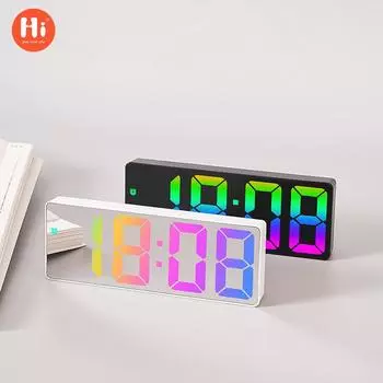 INS personalized new LED large character electronic clock bedside alarm clock simple fashion colorful large screen clock