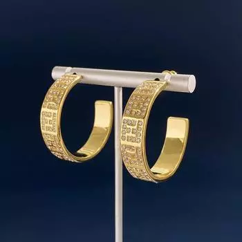 Ins Персонализированные легкие роскошные серьги с бриллиантами и двойной буквой F из металла, тяжелая промышленность, ретро-серьги-гвоздики в форме буквы C для женщин золотой