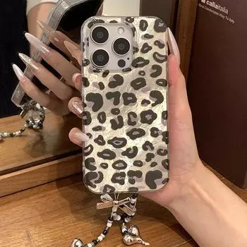 Ins Персонализированный черный леопардовый принт для девочек, подходит для iPhone16promax, чехол для мобильного телефона Apple 15pro, жесткий чехол iPhone 13 Pro Max