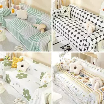 Ins Песчаная буря Полотенце для волос Полное покрытие Ткань Простая подушка для дивана Одеяло Полное покрытие Универсальный чехол Четыре сезона Универсальный чехол для дивана 90x180cm