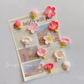 INS Pink Flower Decorative Refrigerator Magnet Magnets Creative Whiteboard Cartoon Magnetic Stickers Home Decor