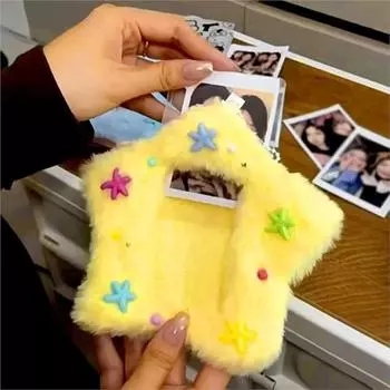 INS Plush Star Фотодержатель Пушистый 3-дюймовый Папка-регистратор Чехлы для фотокарточек Сумка Подвеска Альбом Школьные канцелярские принадлежности Фоточехлы жёлтый