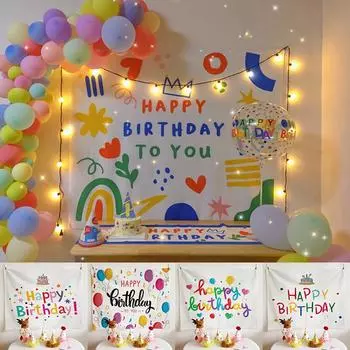 Ins Подвесной фон для вечеринки С Днем Рождения Гобелен Декор Ткань Стена Детской Комнаты Милый Гобелен Домашний Декор Фото Реквизит 50x70cm