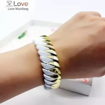 Ins Популярная мода личность Diy сплав дамы эмалированный браслет роскошный золотой женский манжета браслет с подвесками ювелирные изделия 5.5cm