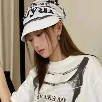 Ins Популярные головные платки с буквами и граффити для женщин, весенние и летние дорожные универсальные солнцезащитные тонкие дышащие шапки с ремешками 56-58cm чёрный