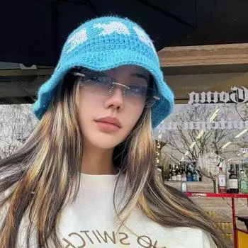 Ins популярные жаккардовые шапки ручной вязки с буквенным принтом для женщин, корейская мода, универсальные уличные повседневные шапки в стиле хип-хоп для мужчин 56-58cm белый