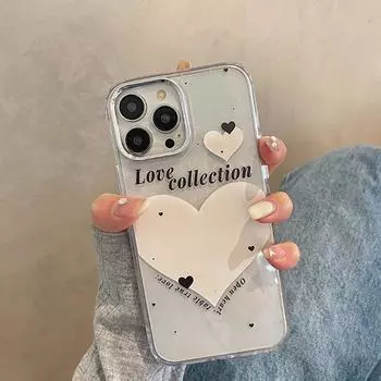 Ins популярный лазерный зеркальный чехол с сердечком для макияжа для Iphone 13 Pro Max 14 12 11, серебряный бампер, мягкий чехол для телефона For iPhone 12 Pro