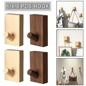 Ins Простой крючок из цельного дерева, крючок без гвоздей, ретро настенный ресторанный настенный крючок из бука, японский крыльцо, настенный крючок в скандинавском стиле 1pcs