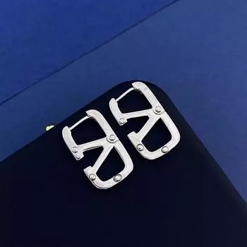 Ins Простые универсальные серьги-гвоздики, женские модные геометрические глянцевые серьги с буквой V, высококачественные серьги серебряный