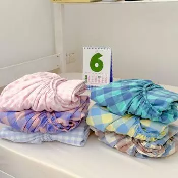 Ins Простыня, цельная постель из стираного хлопка, односпальное покрывало в клетку, матрас Simmons, пылезащитный чехол, все Piece Fitted Sheet6