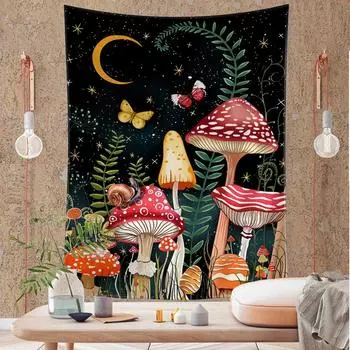 Ins психоделический цветок гобелен настенный богемный лунный сад спальня фон ткань домашний декор 95x73CM
