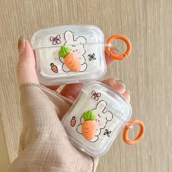 Ins редис кролик мультфильм 3d бабочка цветок милый чехол для наушников для Apple Airpod 3 2 Pro 1 2nd беспроводной Bluetooth зарядное устройство For Airpods 1 2