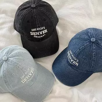 ins ретро-бейсболка из потертого денима, женская улично-модная брендовая бейсболка с широкими полями и мягким верхом, демонстрирующая маленькое и универсальное лицо adjustable чёрный