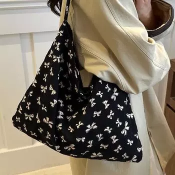 ins ретро-цветочная сумка женская 2024 новая большая сумка через плечо в иностранном стиле косая холщовая сумка