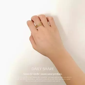 INS ретро двухслойная цепь сращивание сплошной цвет титан сталь 18-каратное золото простое индивидуальное холодное кольцо мода opening adjustable золотой