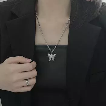 INS ретро готическое серебряное ожерелье с бабочкой крутая девушка Egirl из нержавеющей стали цепочка на ключицу с бабочкой женские ювелирные изделия Tide