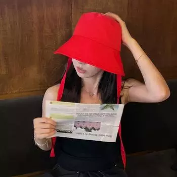 Ins Ретро Красные ремешки Панамы для женщин Весна и лето Тонкие Повседневные Универсальные Солнцезащитные Шляпы Показать Лицо Маленькая Милая Солнцезащитная Шляпа 56-58cm-1PCS красный