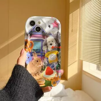 Ins Ретро кролик собака мультяшный чехол для Iphone 13 12 14 Pro Max 11promax Imd противоударный чехол с милым животным для телефона Conque Capa for iphone 11PROMAX