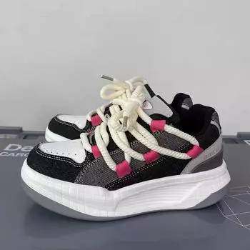 Ins Ретро обувь на толстой подошве, женская обувь, увеличивающая рост, повседневная обувь для хлеба, большие размеры, дышащая спортивная обувь для доски 36