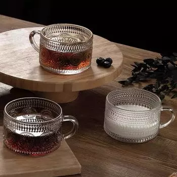 Ins Ретро прозрачная стеклянная кружка Простая чашка для воды Чашка для кофе Чашка для завтрака Чашка для молока Чашка для вина