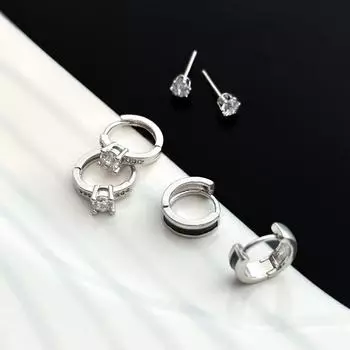 INS Ring Six-Piece Set Fancy Ear Rings Zircon Six pieces