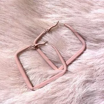 INS Розовые Квадратные Женские Серьги-гвоздики Геометрия Pink Square Earrings
