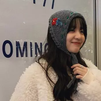 ins ручной работы шерстяной цветочный платок на шнуровке мягкий сестра милый девушка наушники зимняя защита ушей теплые наушники One Size оранжевый