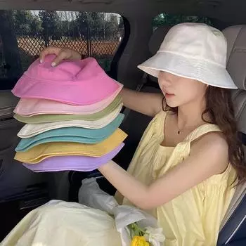 INS рыбацкая шляпа для мужчин и женщин, однотонная шляпа ярких цветов, весенне-летняя шляпа-тазик, универсальная шляпа, модная корейская версия, солнцезащитная шляпа