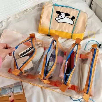 Ins щенячья косметичка, съемная сетчатая сумка для хранения вещей, вместительная портативная дорожная косметичка «четыре в одном»