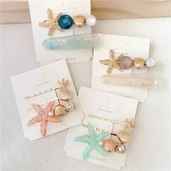 INS Sea Star акриловые заколки для волос для женщин и девочек, металлические заколки с жемчугом, заколки для волос, милый пляжный головной убор, аксессуары для волос розовый