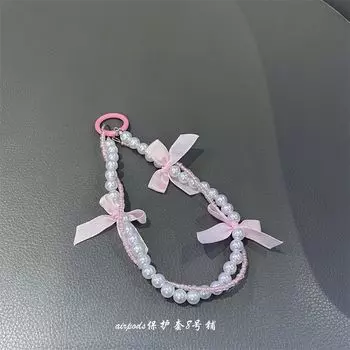 INS Semi-Transparent Niche Style Pink Bows for Apple Wireless Bluetooth AirPods Pro Earphone Case Protective Case 2 Generation 3 Generation Apple Airpods 3 Separate ornaments