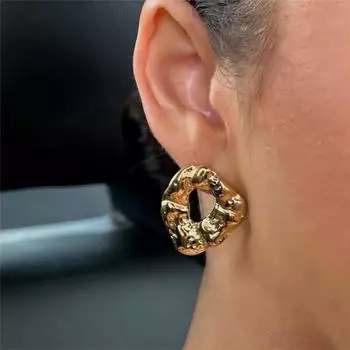 ins Серьги-гвоздики из титановой стали Niche Premium Folded из 18-каратного золота из нержавеющей стали