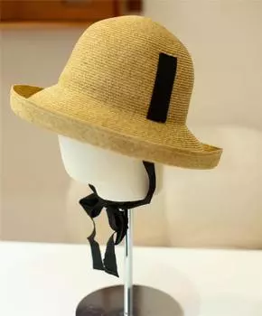 Ins шикарная летняя мягкая натуральная длинная лента из растительного волокна, солнцезащитный козырек для отдыха, женская кепка для отпуска, женская шляпа от солнца для отдыха head size 57cm