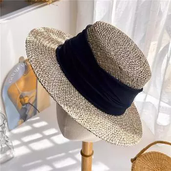 Ins шикарная летняя натуральная соленая трава, ручное плетение, праздничная пляжная шляпа для мужчин и женщин, шляпа-федора для отдыха, шляпа Panamjazz head size 57cm