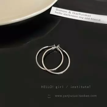 INS Silver Hoop Earrings Female 2025 New Arrival Hot-Sale Earrings Niche Style Unique Fancy Ear Ring Simple Bracelet Earrings Silver thin ear ring -3cm
